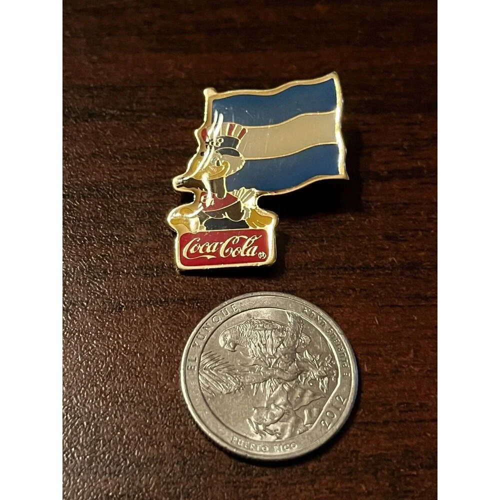 Vintage 1984 Los Angeles Olympics Coca Cola Sam Eagle Argentina‎ Flag Lapel Pin